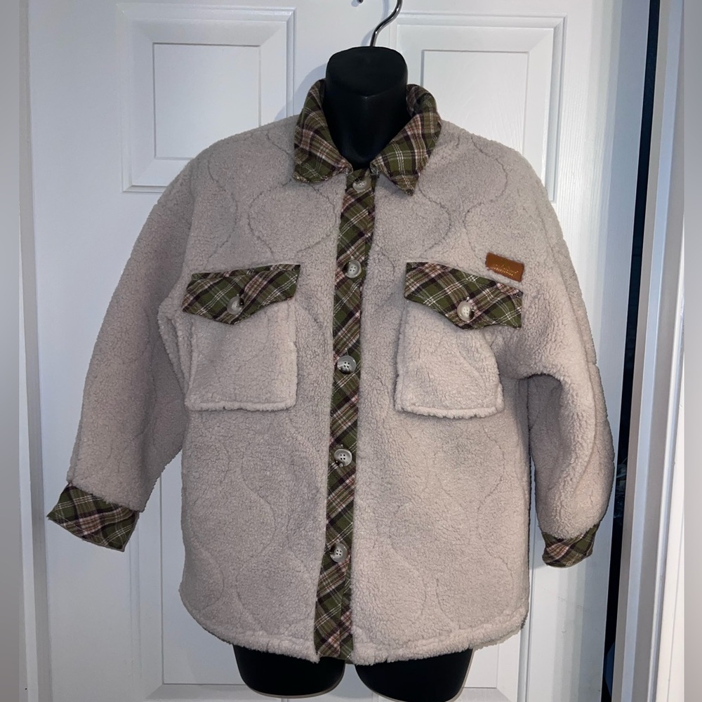 Simply Southern quilted plaid Sherpa Jacket
